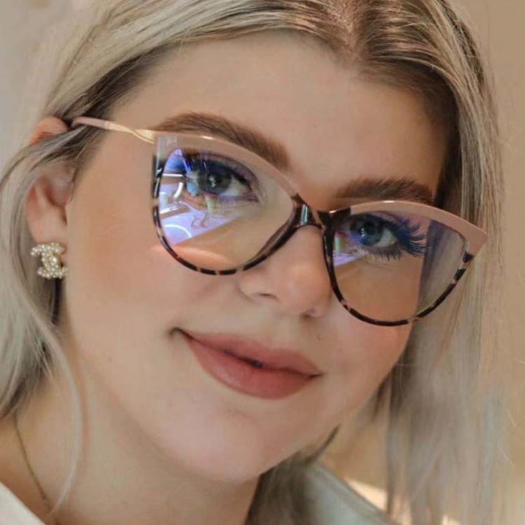 Women's TR90 anti-blue light cat's eye retro glasses frame hot-selling personality flat mirror metal trend glasses