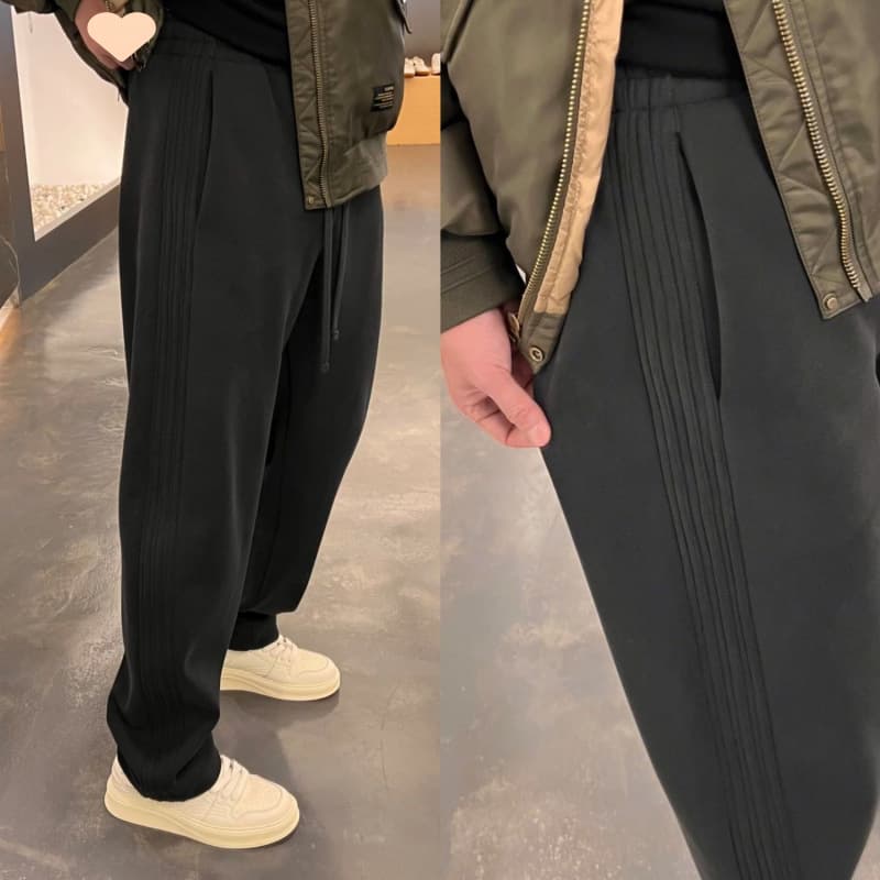 Men's Clothing 2025 Spring And Summer Solid Color Casual Pants Embossed Striped Straight Casual Versatile Loose Sweatpants