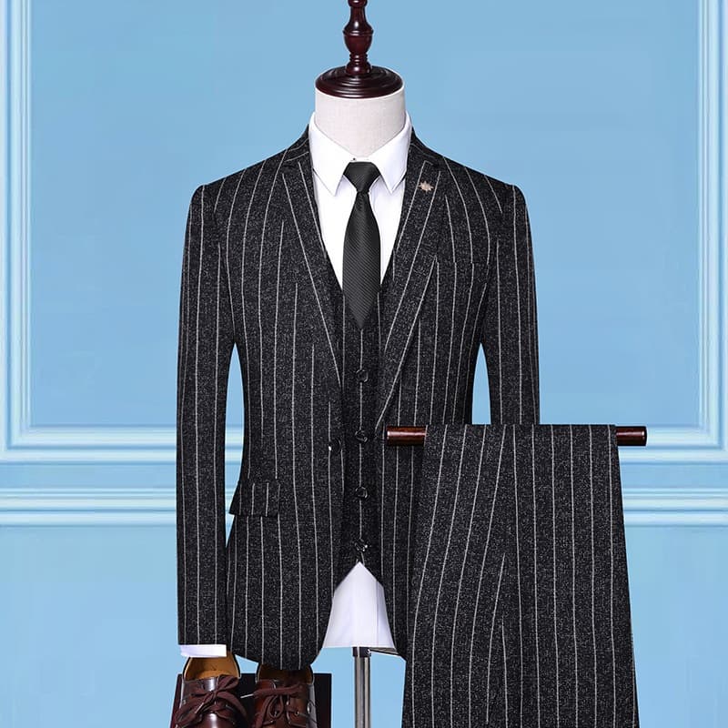 Spring New Suit Suit Slim Men's Striped Three-piece Suit 2024 Korean Style Business Dress Suit Men's Wholesale