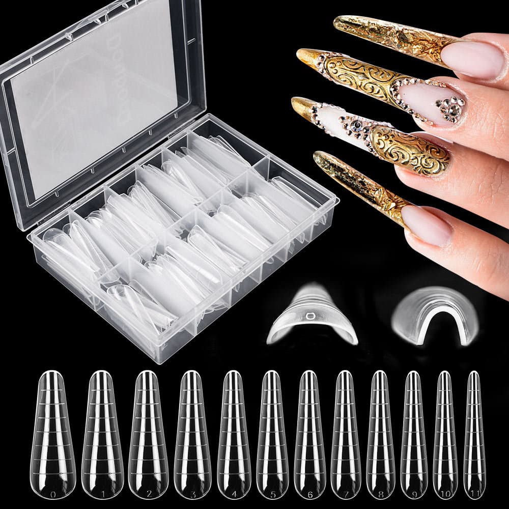 120 Pieces Nail Shaping And Quick Extension Nail Molds Crystal Gel Tips Paperless Base With Markings