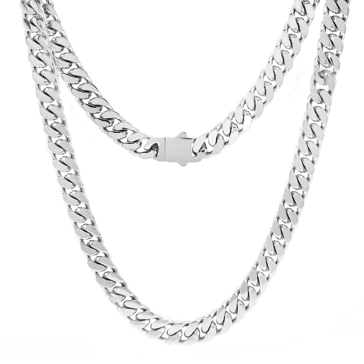 Stainless Steel Miami Cuban Chain Necklace For Men's Hip-hop Accessories
