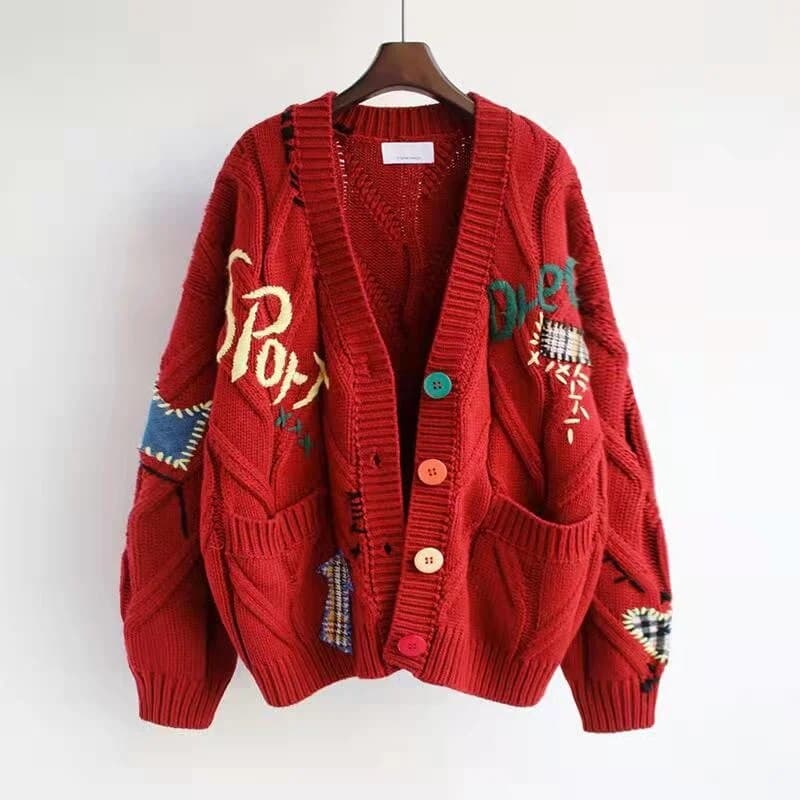2022 Spring Women's Sweater Warm Knitted Sweater Jack Loose Pock Embroidery Fashion Knit Cardigan Jack Ladies
