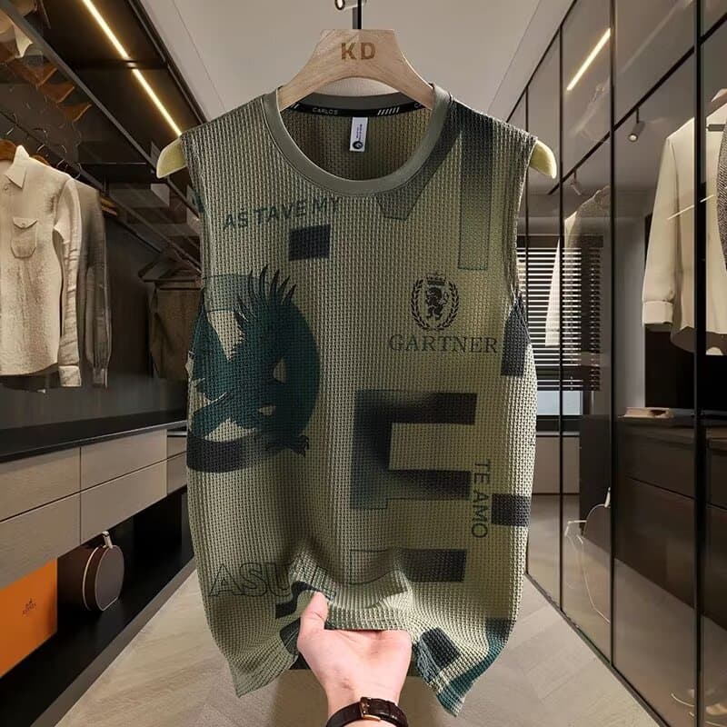 Men's Clothing Summer Ice Silk Ice Sense T Shirt Ins Personality Trend Outer Wear Sports Waistcoat Loose