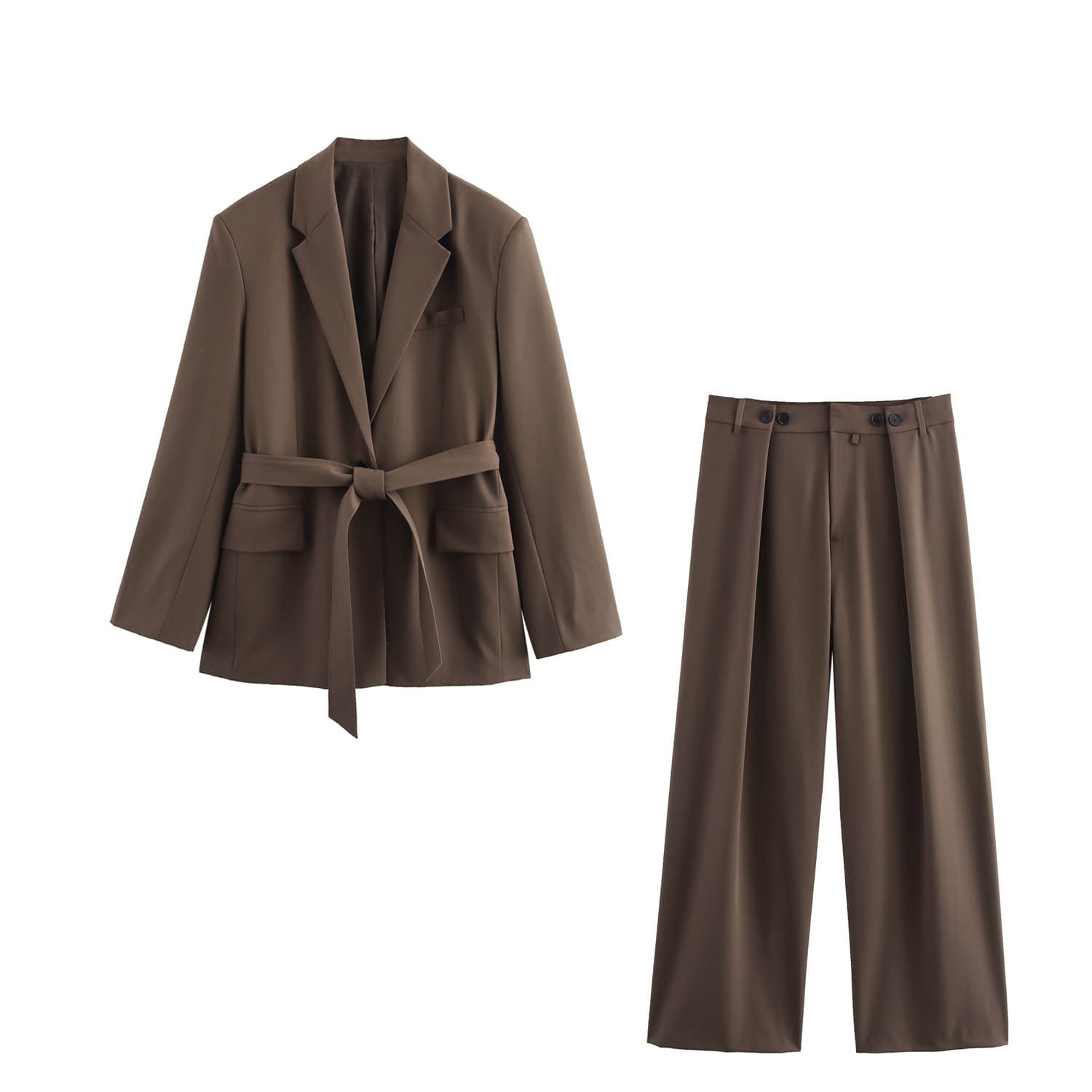 Women's Clothing Belt Straight Suit Jacket And Trousers
