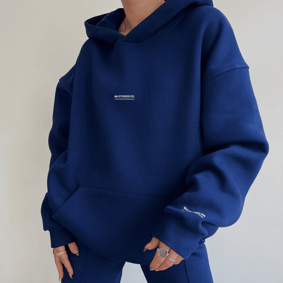 Women's Autumn And Winter New Leisure Plus Velvet Long-sleeved Sweatshirt Pants Suit Women