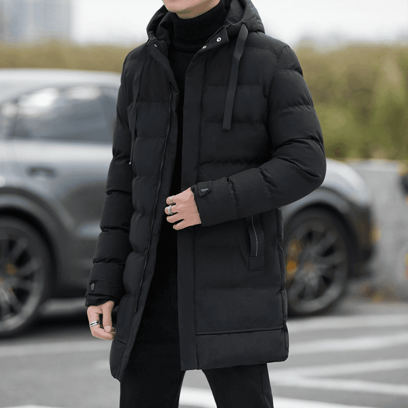 Men's clothing long padded jacket hooded padded jacket men's down padded jacket long padded winter coat