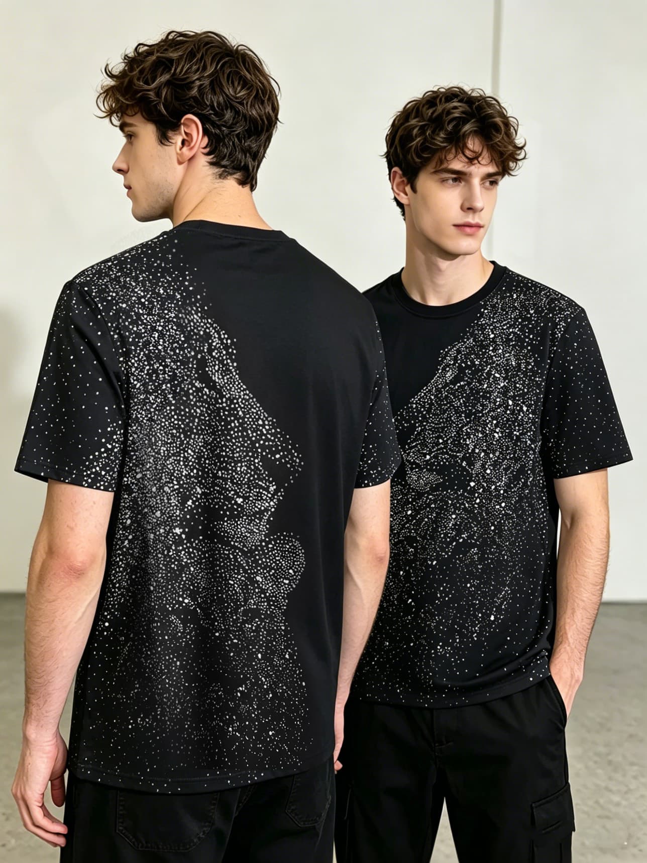 Cross Border Men's Summer Fashion Casual Lion Pattern Short Sleeved T Shirt With Faux Hot Fix Rhinestone Design