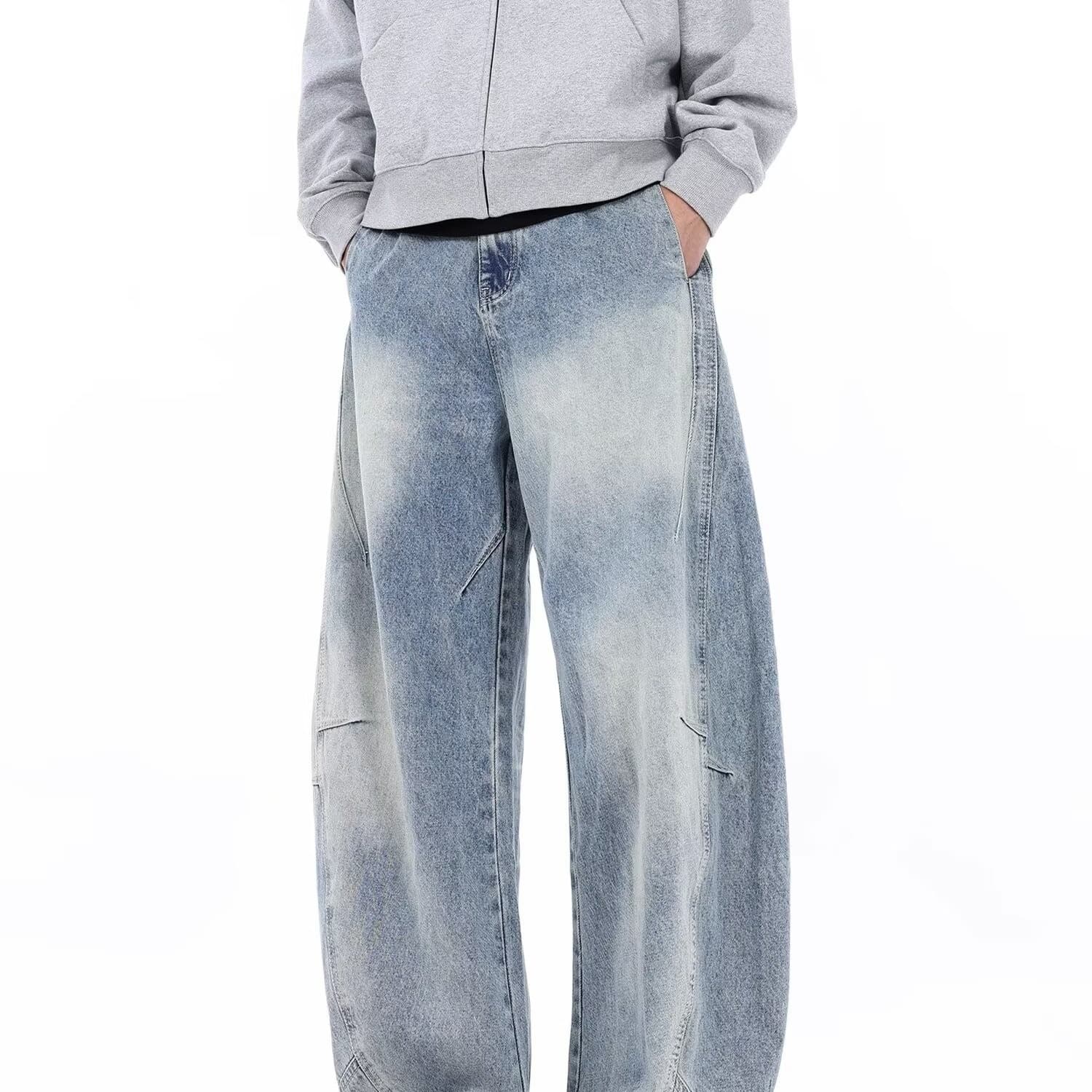 Men's Clothing Washed And Distressed Niche Design Wide Leg Pants For Teenagers Spring And Autumn New Split Deconstruction Design Jeans