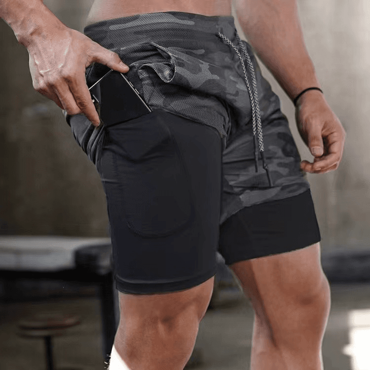 Men's Clothing Double Layer Trendy Brand Breathable Quick Drying Sports Pants Men's Summer Quick Drying Fitness Sports Shorts