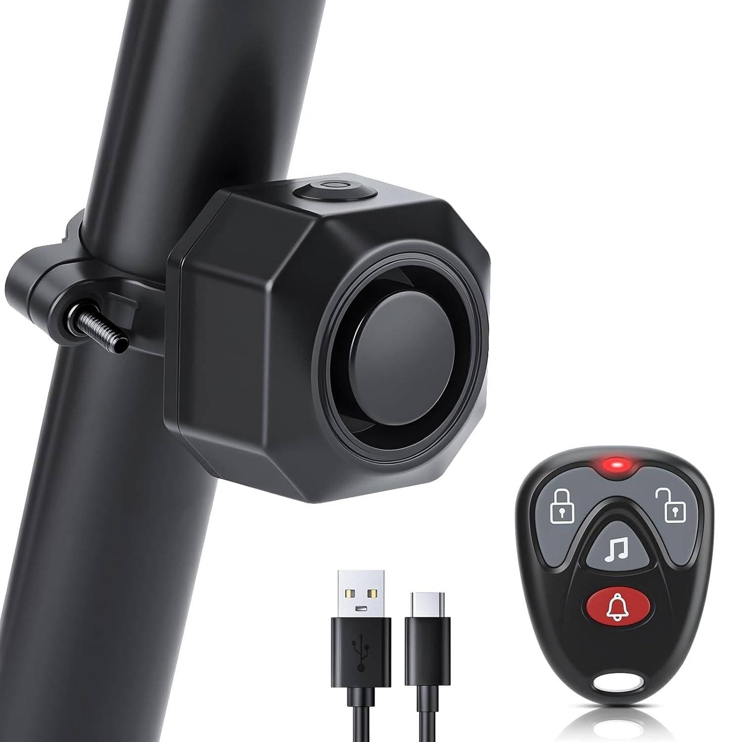 USB Rechargeable Bike Alarm,Max 110dB Motorcycle Alarm With Remote&7 Levels Sensitivity Bike Alarms, Anti Theft Vibration Motion Sensor Alarm
