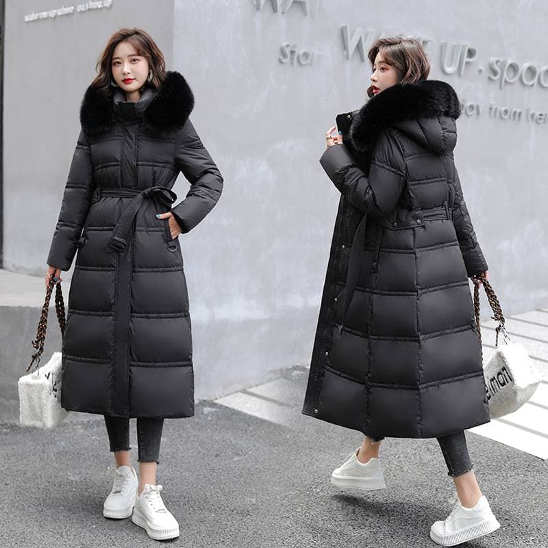 Manteaux d'hiver Veste matelassée en coton pour femmes Veste matelassée en coton Mi-longue Longueur genou Version coréenne Veste matelassée en co