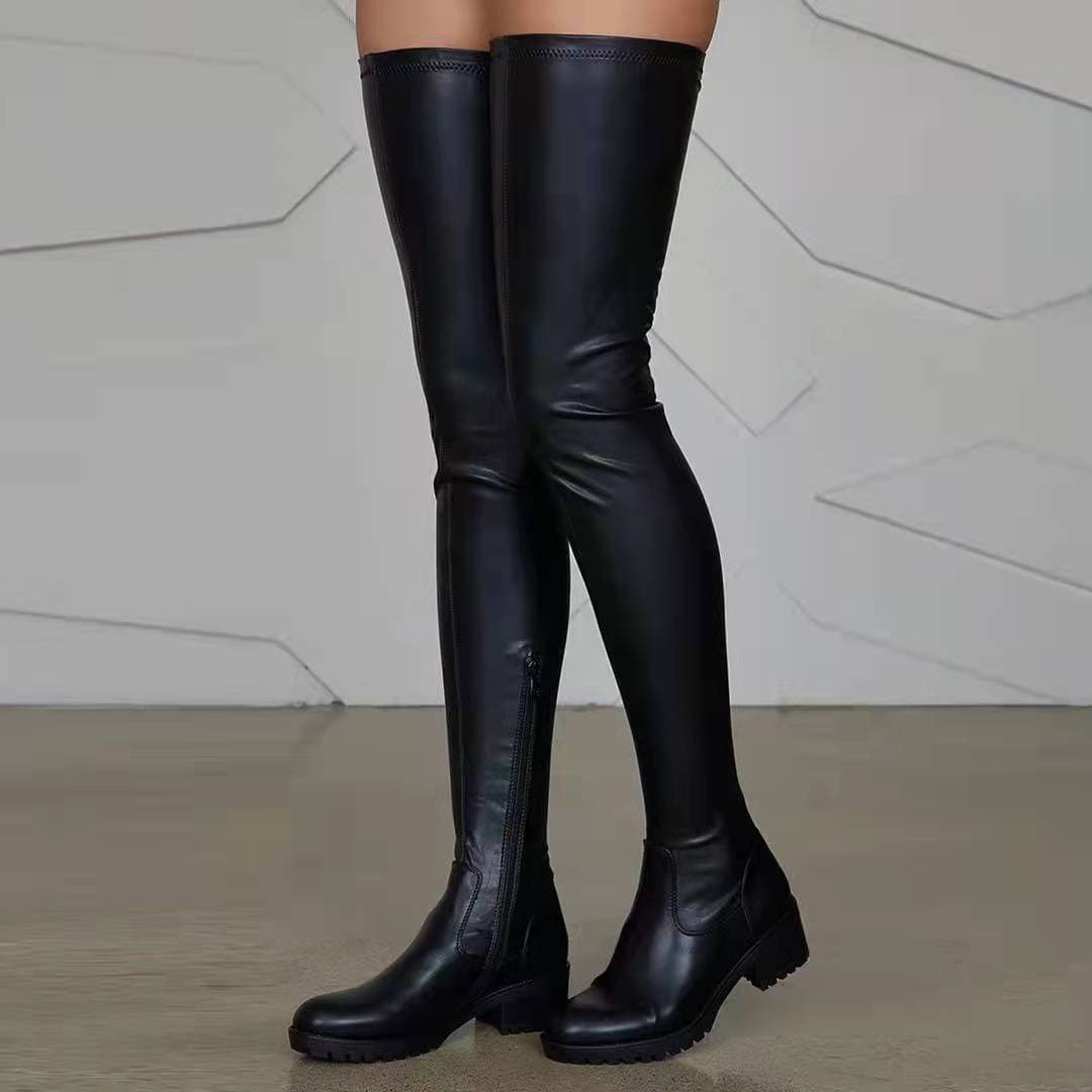 Winter over knee high heel thigh-high boots coarse heel elasticity