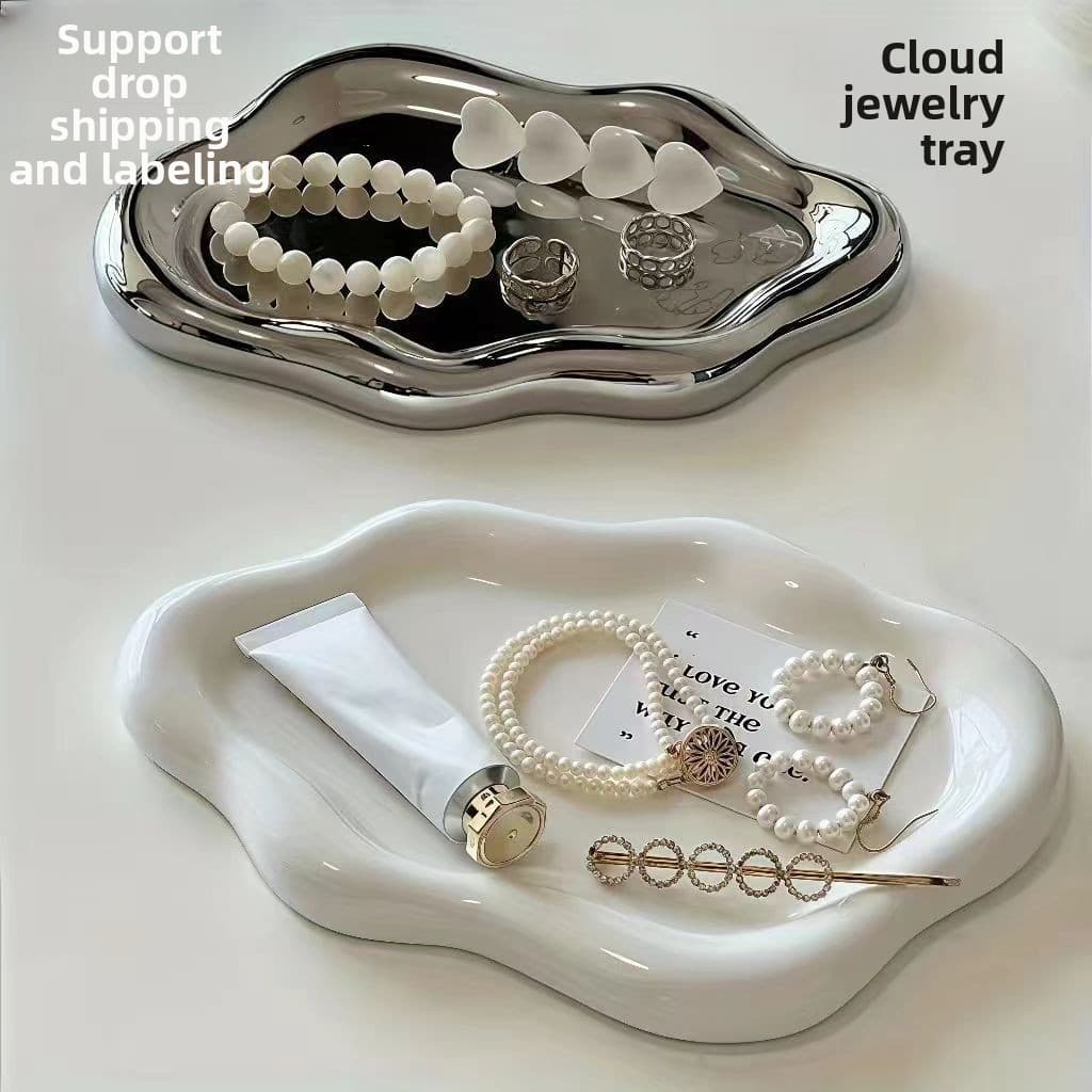 Cross-Border Trade Simple Storage Creative White Silver Display Decorative Ornament Electroplated Jewelry Tray