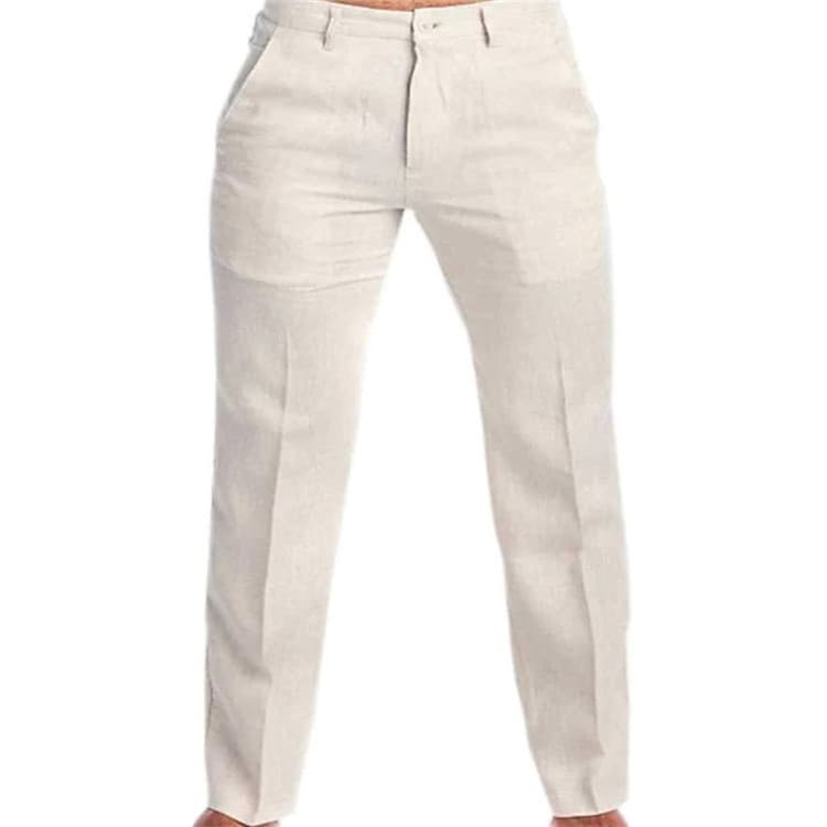 Man's clothing Men's solid color linen slant pocket loose casual pants