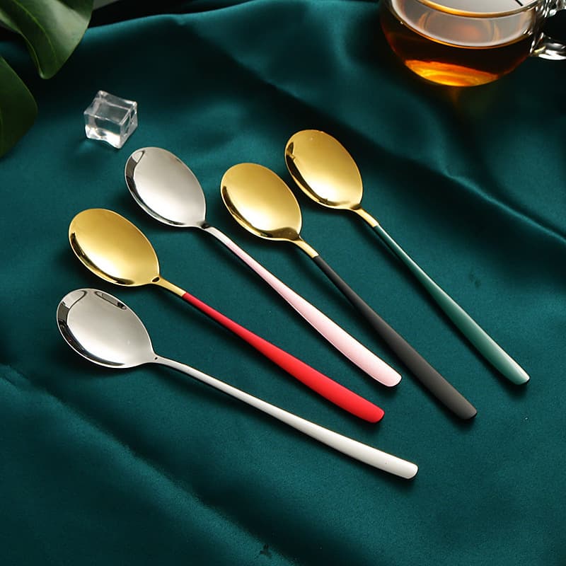 304 Stainless Steel Spoon Long Handle Multi Purpose Spoon For Cooking Coffee Dining Elegant Design Dishwasher Safe High End Tableware