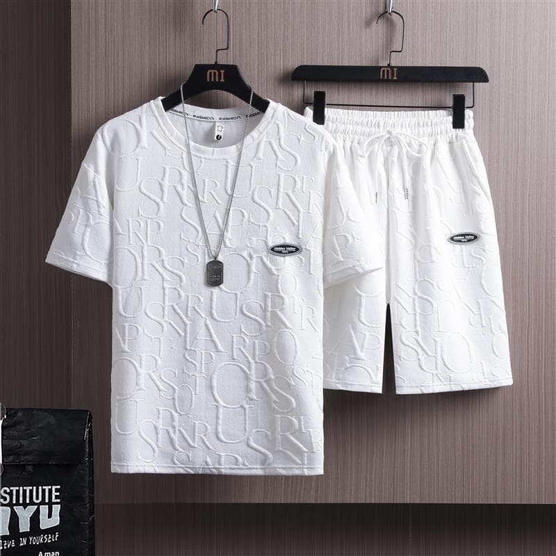 Man's clothing Summer suit men's fashion trend casual sports short sleeve shorts men's set with a handsome short sleeve T-shirt clothes