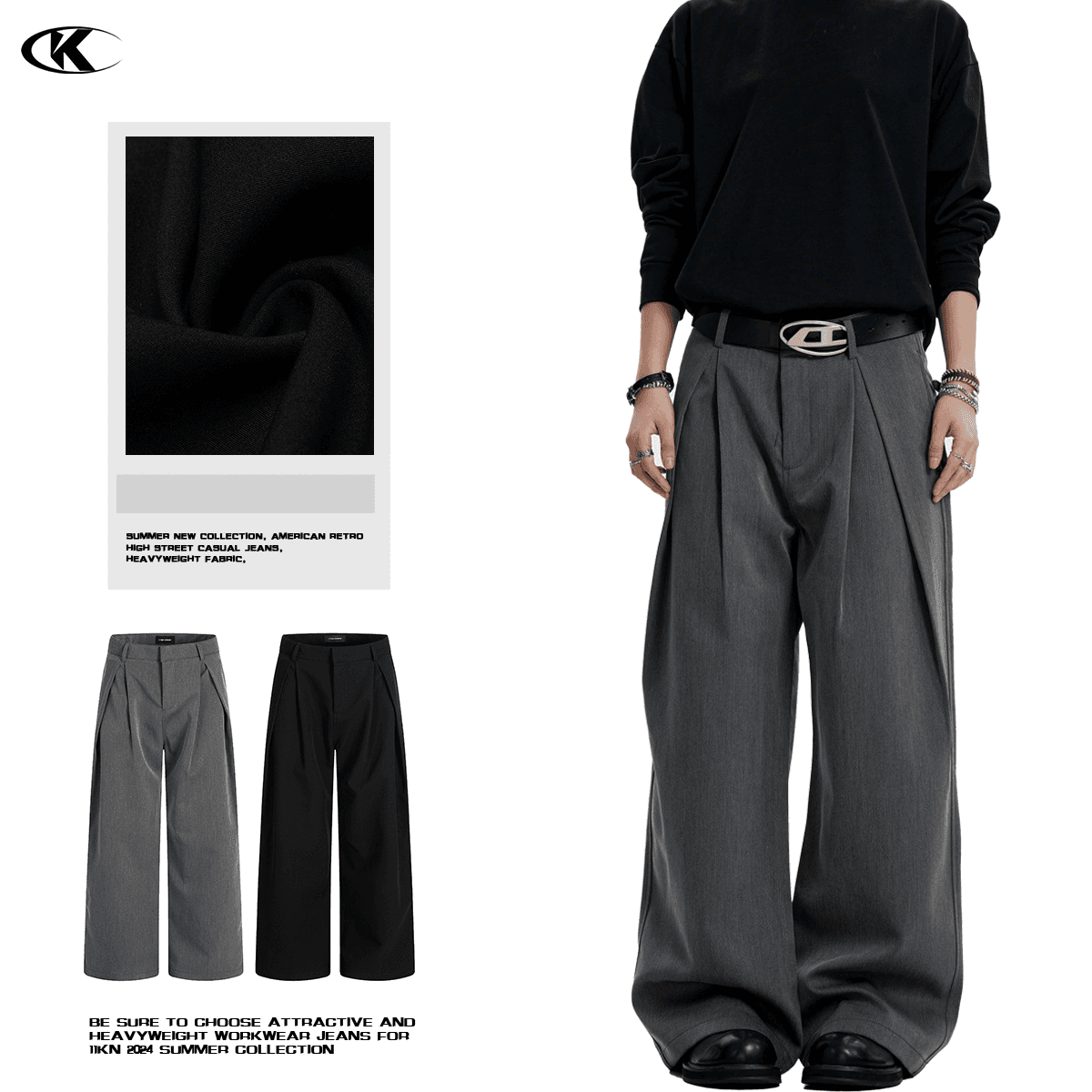 Classic Pleated Trousers For Men & Women - Relaxed Fit Wide Leg Dress Pants With Wrinkle-Free Polyester Fabric