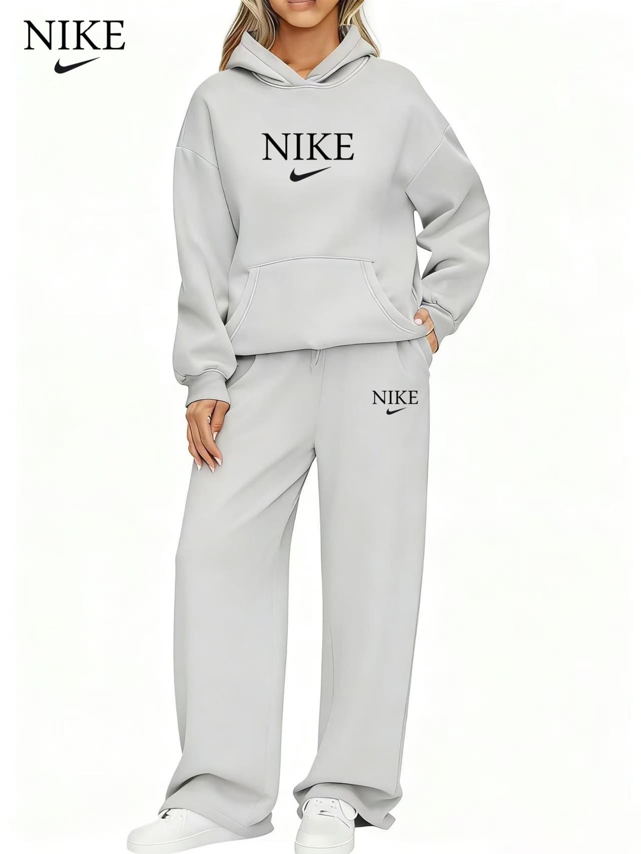 Ensemble de survêtement Nike pour femme, sweat à capuche oversize, pantalon de jogging, style streetwear, 2 pièces