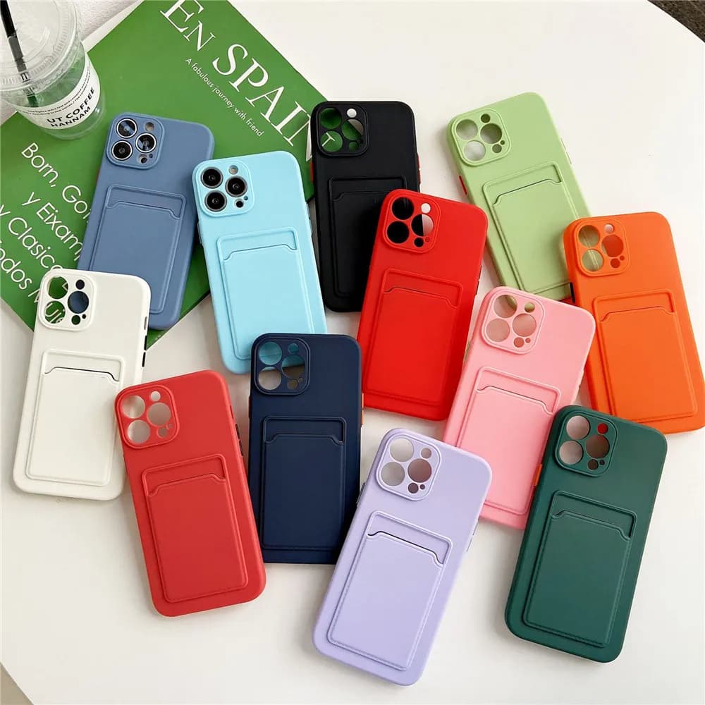 Luxury Card Slot Bag Holder Phone Case For iPhone 15 14 13 12 11 Pro Max 13Mini 15Plus XS XR XSMAX 7 8 6 Plus SE2022 TPU Wallet Soft Shockproof Cover