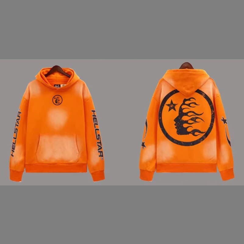 Sweat à capuche décontracté Hellstar délavé et usé avec impression de tête de Heavy Industry