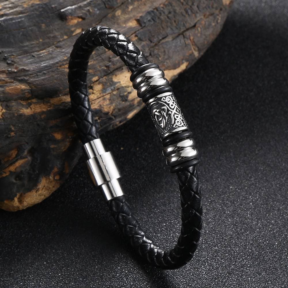 Men's Bracelets Stainless Steel Leather Bracelet Personalized Men's Genuine Leather Braided