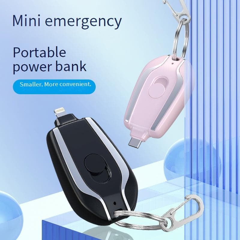 Ultra Slim Keychain Power Bank 1500mAh - Portable Wireless Charger With Built-in Cable, Mini Emergency Charger For IPhone/Android
