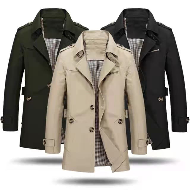 Men's Clothing Men's Long Trench Coat Large Cotton Size Jacket