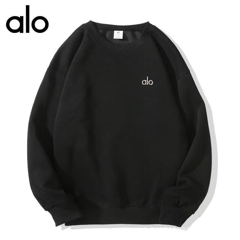 Sweat-shirt ALO Basic à manches longues et col rond avec mini broderie sur la poitrine pour femmes