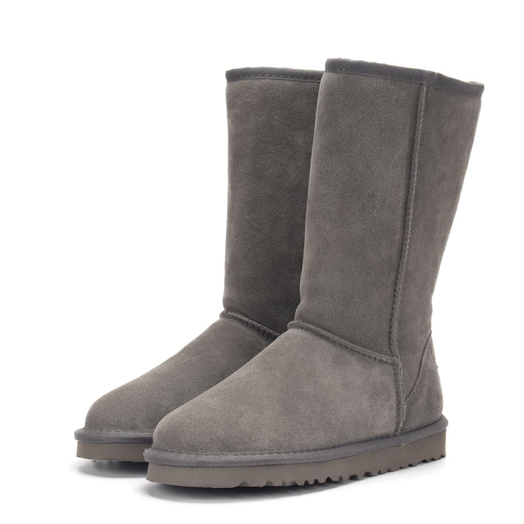 Bottes de neige montantes classiques automne/hiver en cuir véritable à tige droite pour femmes et hommes