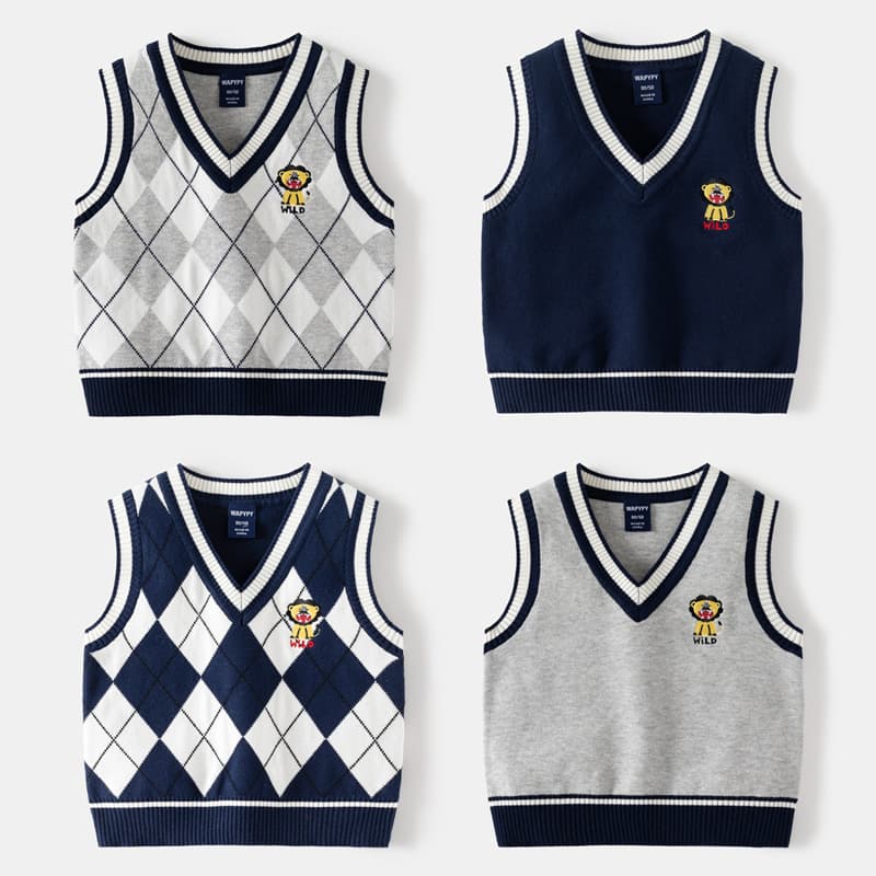 kids'clothing Boy's sweater vest baby V-neck sleeveless sweater