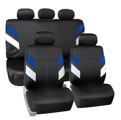 New splicing color Blue white sandwich Black PVC car seat cover