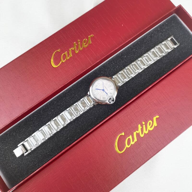 Montre femme style ballon, acier inoxydable, chiffres romains, étanche, à quartz