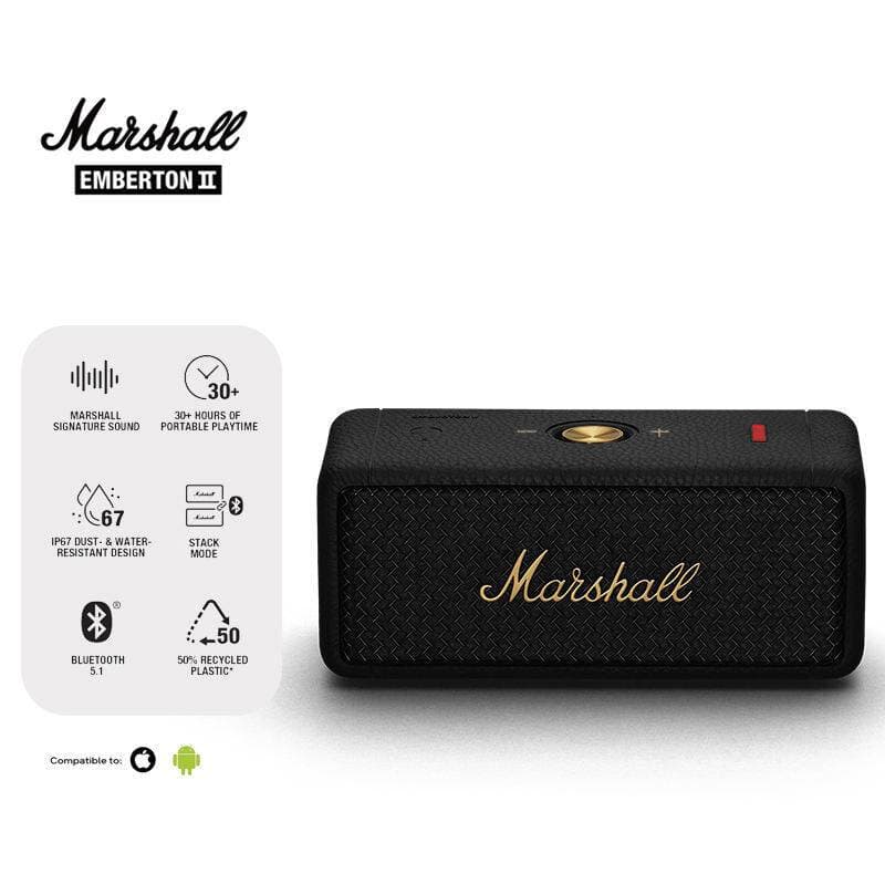 Marshall Willen / Emberton II Haut-parleurs Bluetooth sans fil Haut-parleur extérieur portable Hifi Subwoofer Appel mains libres avec microphone