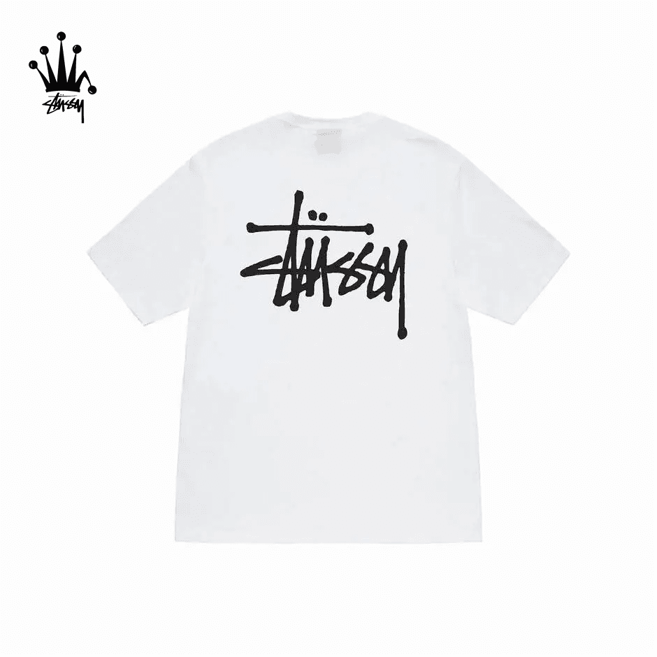 Stussy SS23 Basic St Ü Ssy Tee Letter Logo Printed Round Neck Hooded Short Sleeve T-shirt For Couples