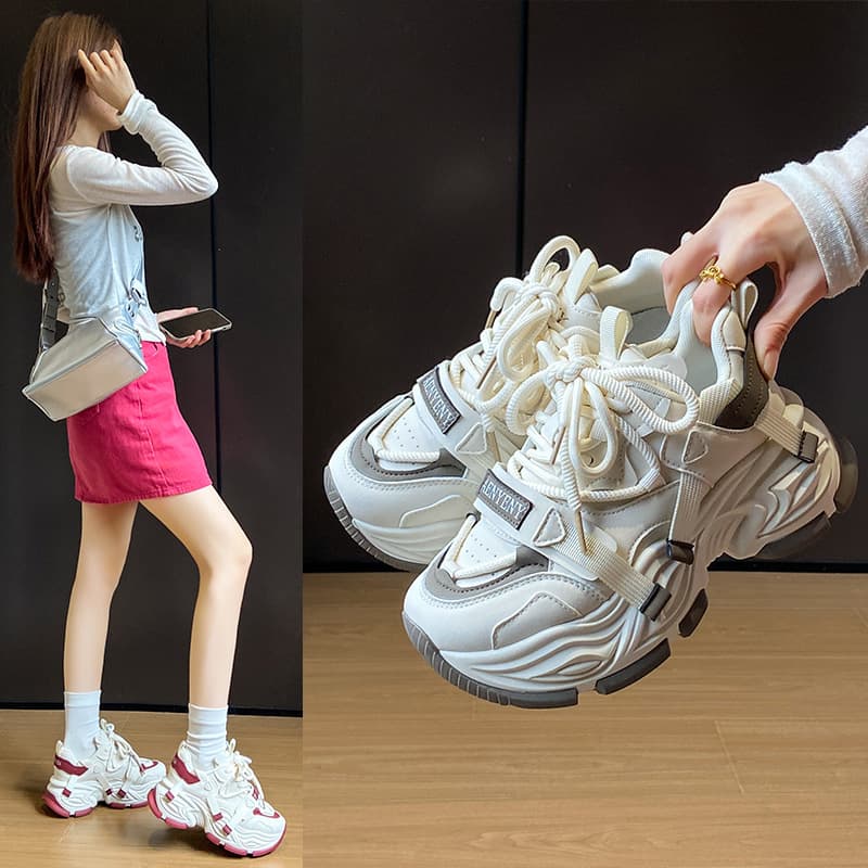 Thick-soled Heightening Dad Shoes Female Student Sports Running Shoes Casual Shoes