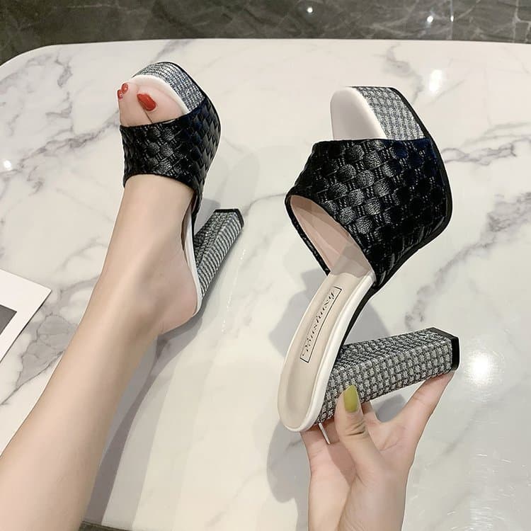Women's High Heel Platform Sandals - Summer Chunky Heel Open-Toe Outdoor Slip-On Shoes
