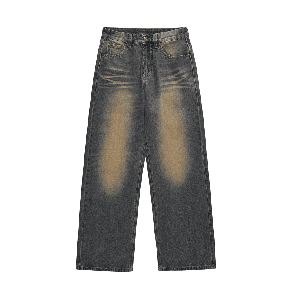 Men's clothing color wash wide leg jeans