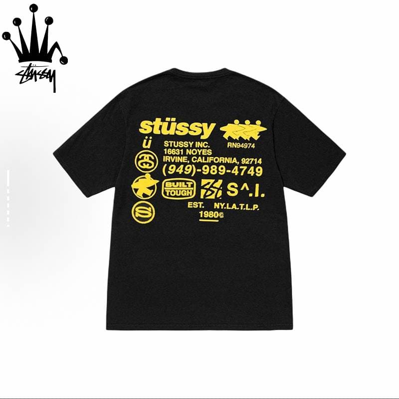 Stussy Small Character Pattern Design, Letter Logo Printing, Casual And Comfortable Pure Cotton Short Sleeved T-shirt