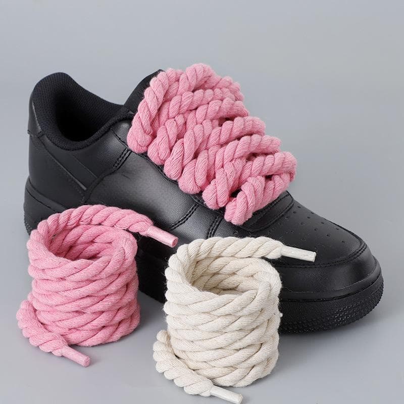 Lacets ronds à 3 brins pour chaussures, 8 mm d'épaisseur, pour baskets/bottes (5 couleurs/4 longueurs)