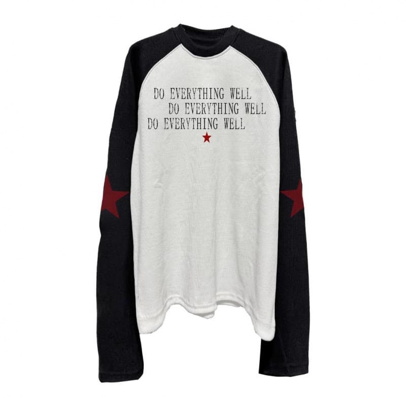 Men's Clothing Men's Casual Long Sleeve T-Shirt With Star Print, Color Block Raglan Sleeves, Loose Fit, Comfortable Cotton Blend Top​