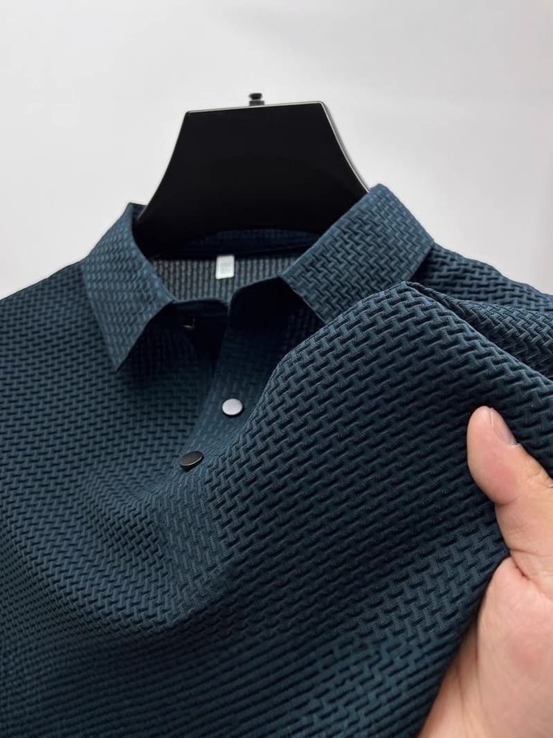 Foreign Trade Seamless Ice Silk Short Sleeved T Shirt Men's Summer Business Casual Elastic Anti Wrinkle Breathable Round Neck Thin Top