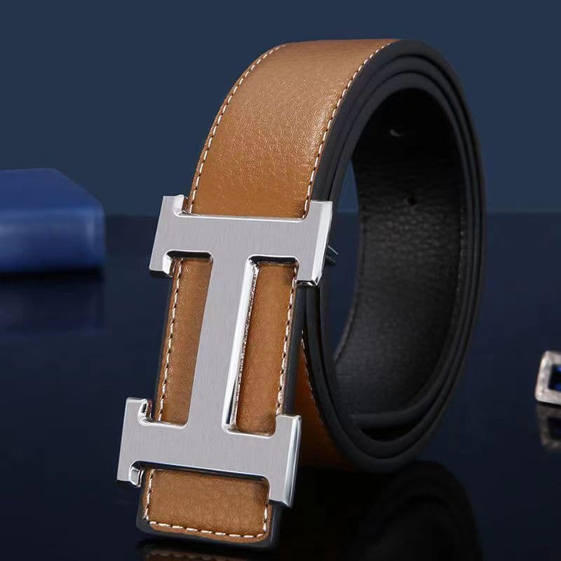 Ceinture H en cuir pour homme avec boucle lisse pour jeune personnalité, ceinture tendance tendance pour homme, ceinture polyvalente haut de gamme
