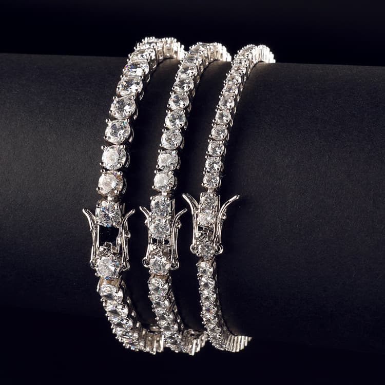 2023 New Hot Selling Hip Hop Tennis Chain Single Row Copper Micro Inlaid Zircon Bracelet 3mm 4mm5mm Tennis Chain