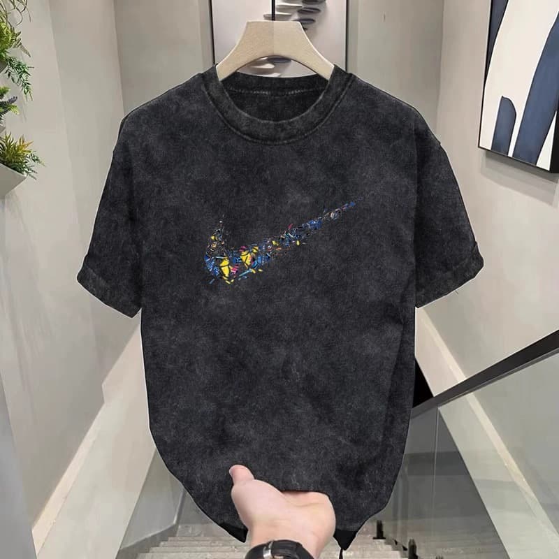 T-shirt à manches courtes délavé et vieilli pour homme, nouvelle tendance ample, été 2024