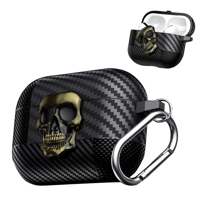 Suit Thug Skull Series Magnetic Headphone Case For Pro 3 2 1 & AirPods 4 With Hook - Durable Protective Cover
