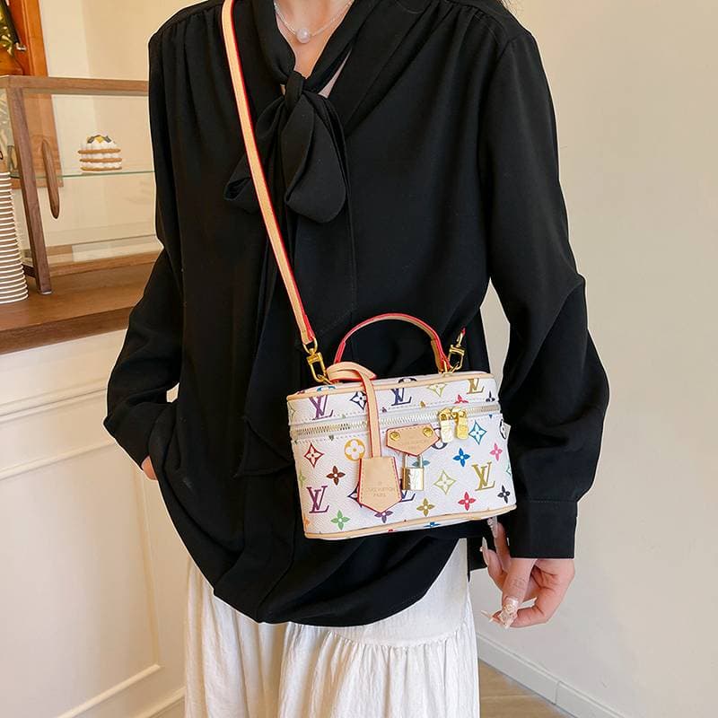 Femmes boîte sac cosmétique sac à bandoulière marque imprimé dames fermeture éclair ouvert sac à bandoulière femmes mode décontracté luxe q