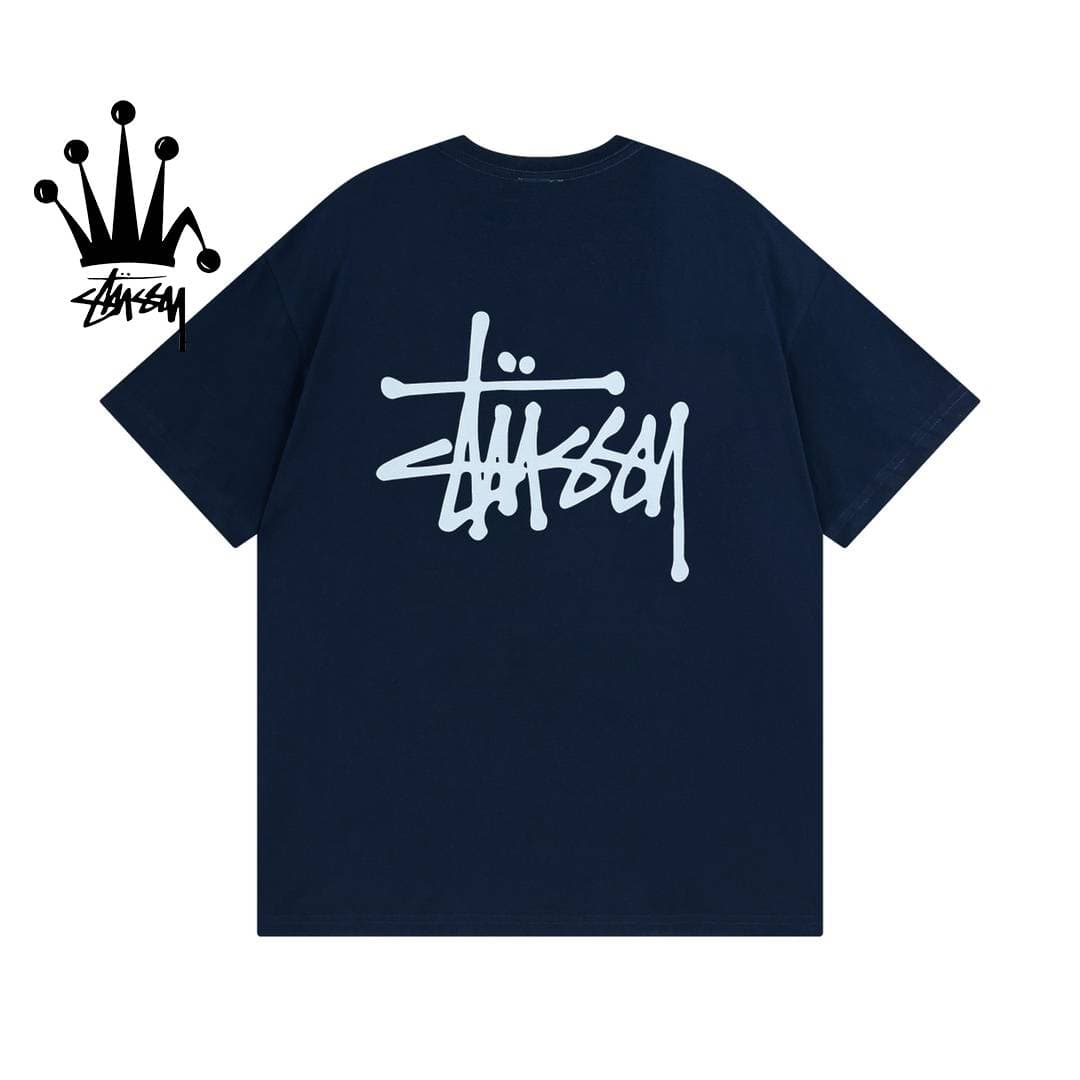 Stussy Brand Logo Printed Pattern On Both Sides, Pure Cotton Short Sleeved T-shirt