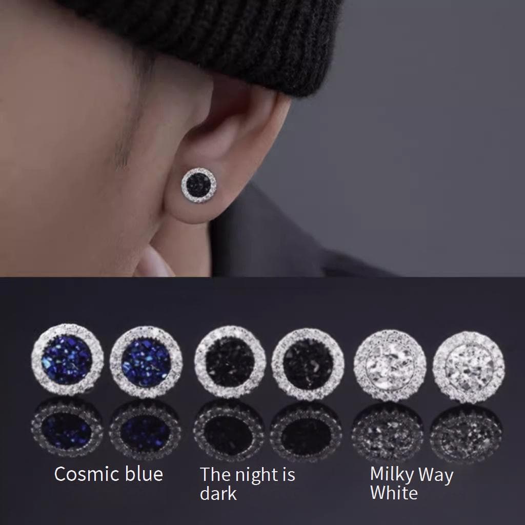 Stud Earrings Crystal Cluster Dazzling Magnetic Ear Clips Light Luxury High End Cool Style Temperament Earrings Without Ear Holes Painless Earrings