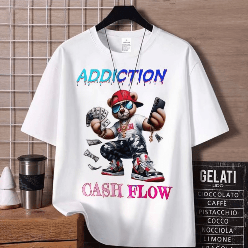 【DORAE】2026 Unisex T-shirt (Heavyweight Cotton) White (Oversized Graphic Print & Hip-Hop Teddy Design) – High Street Style For Street Style