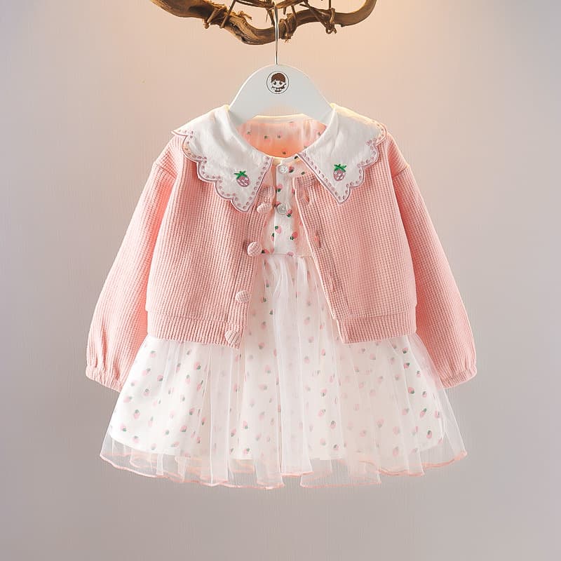 kid's clothing Girls' long-sleeved two-piece knitwear set for 1-3 year old girls baby autumn clothes